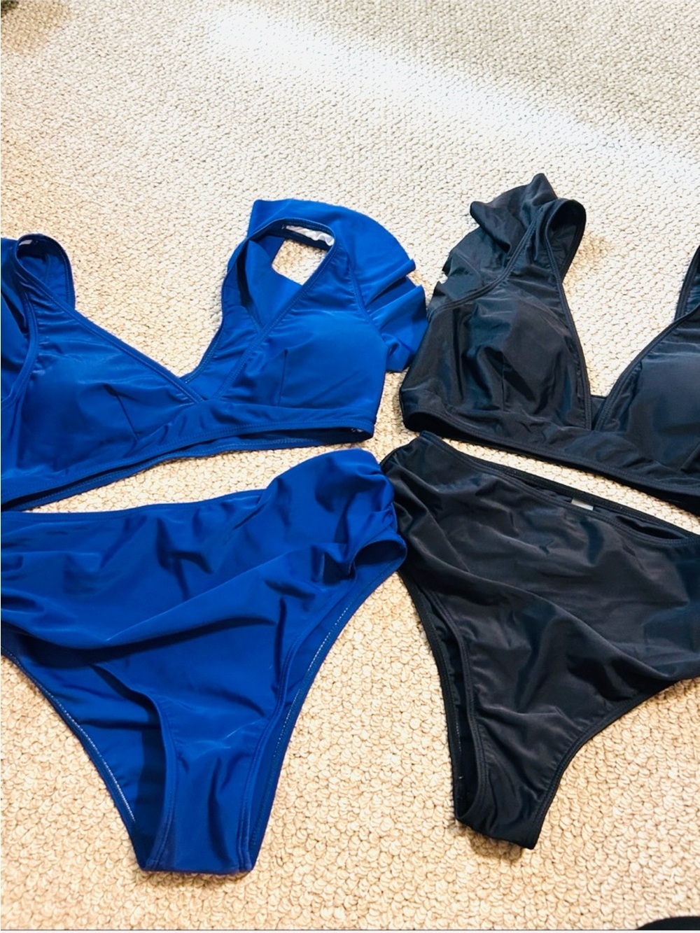 SHEIN Two-Piece Bikini Set in Deep Blue and Black
